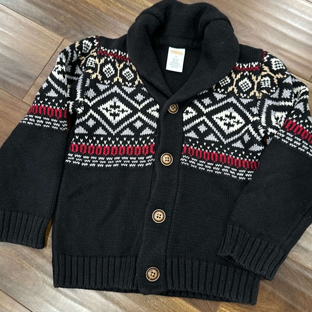 Cozy Black Patterned Kids Gymboree Cardigan Size 3t